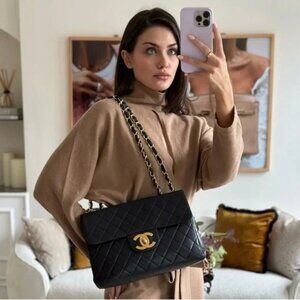 CHANEL Jumbo Matelasse 30 Single Flap Shoulder Bag A28600 Lambskin Black GHW